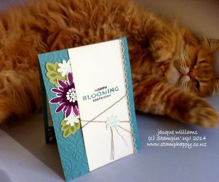 Stampin up flower patch cute cat vintage card
