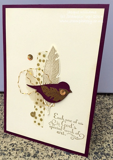 Stampin up silver bird punch feather