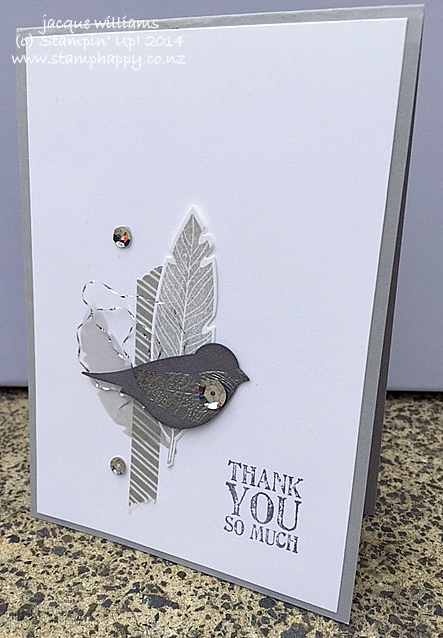 Stampin up four feathers silver blackberry bliss