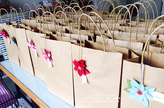 stampin up poinsettia punch gift bags