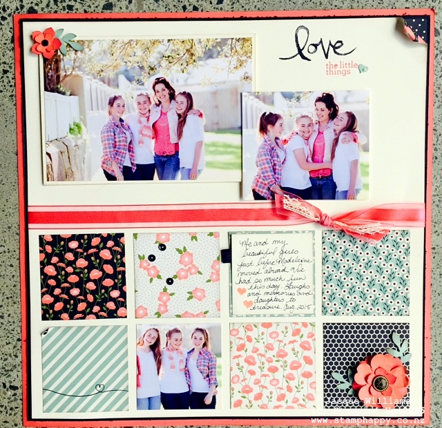 stampin up pretty petals layout project life scrapbook color blocking