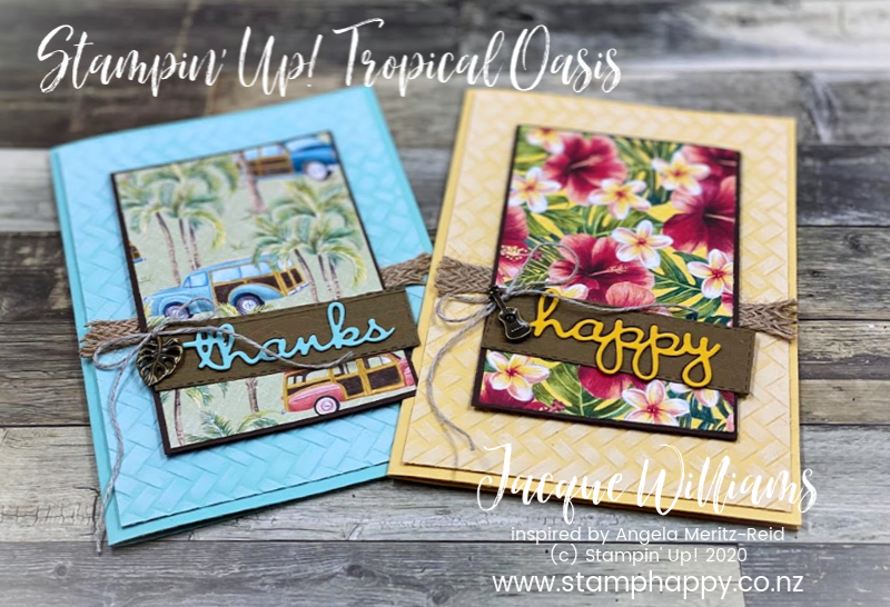 tropical oasis, timeless tropical, stampin up, no stamping card, coastal weave, south pacific card, pasifika art, south pacific new zealand art, made in New Zealand, local business, card kits, online class new zealand