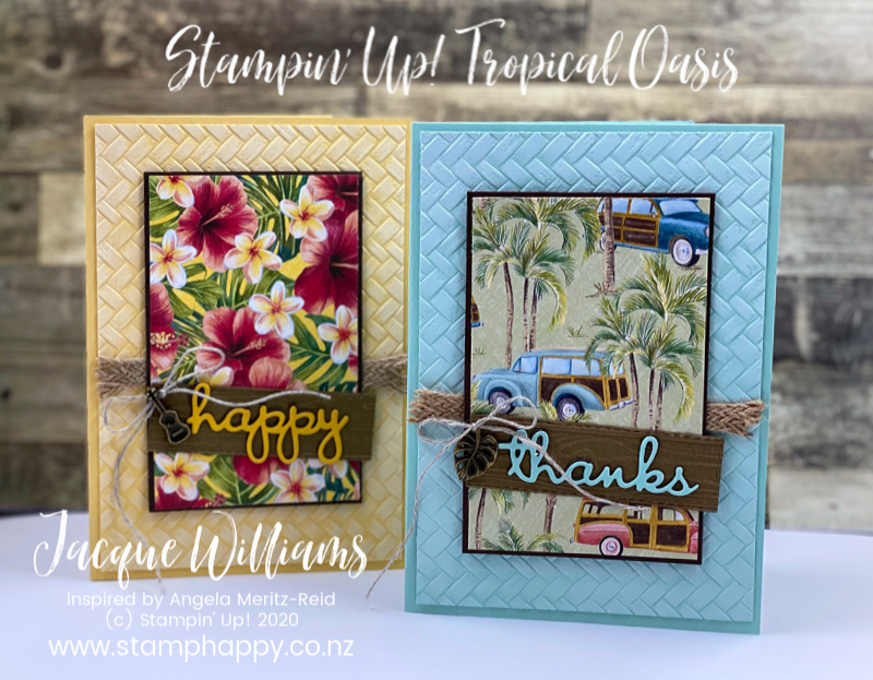 tropical oasis, timeless tropical, stampin up, no stamping card, coastal weave, south pacific card, pasifika art, south pacific new zealand art, made in New Zealand, local business, card kits, online class new zealand