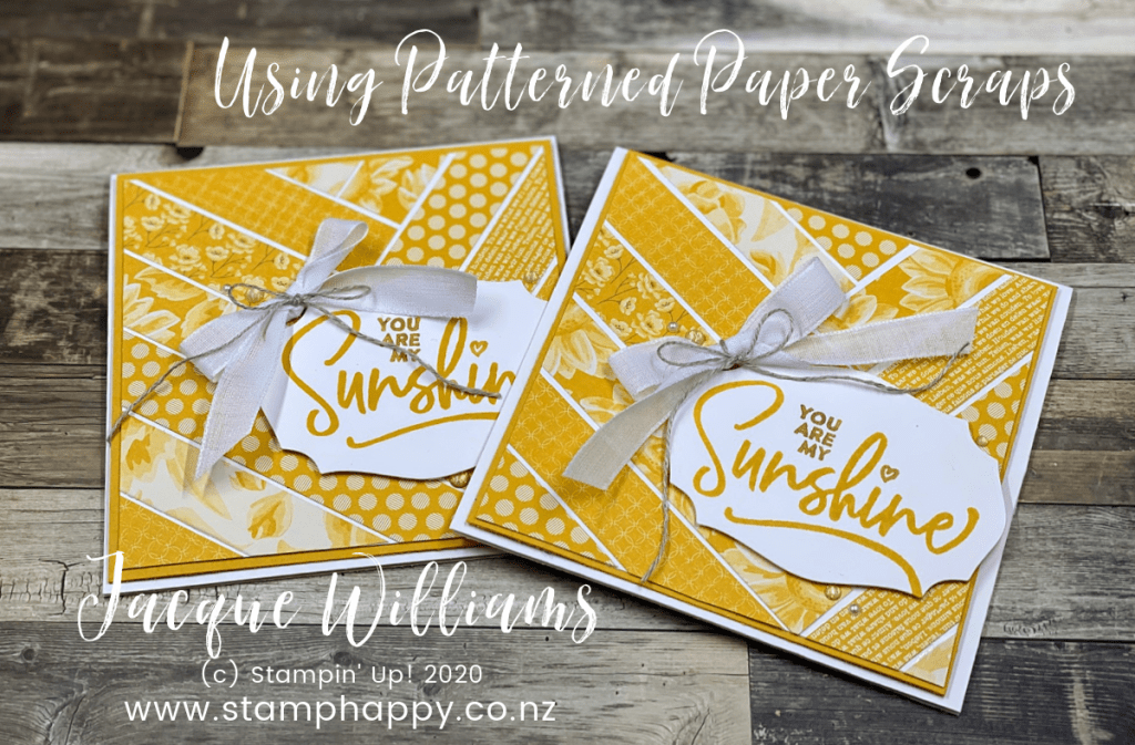 stampin up made in new zealand bumblebee leftover scrap strips of patterned paper background ideas quick card using leftovers recycle