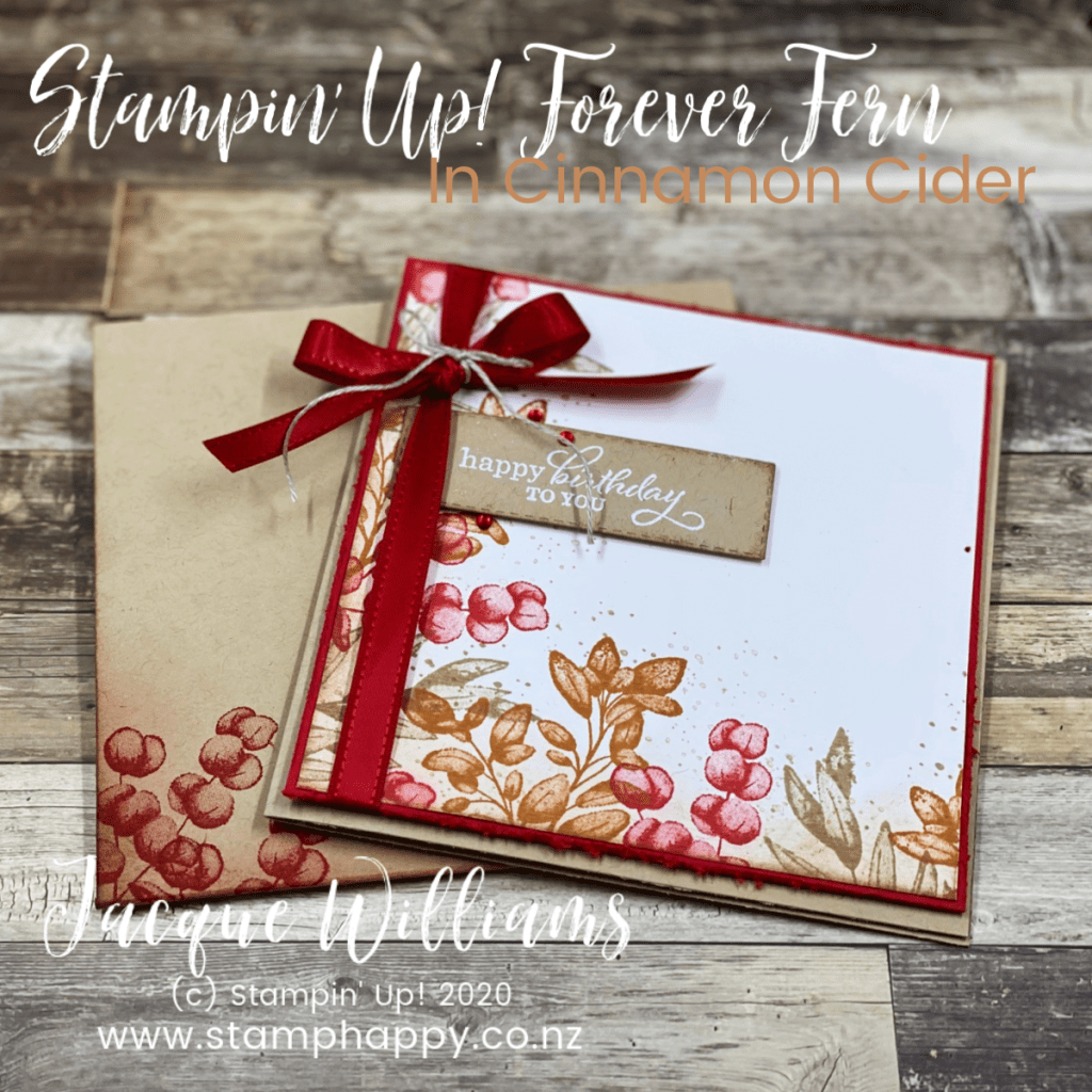 stampin up cinnamon cider forever fern color challenge quick birthday card make your own envelope 