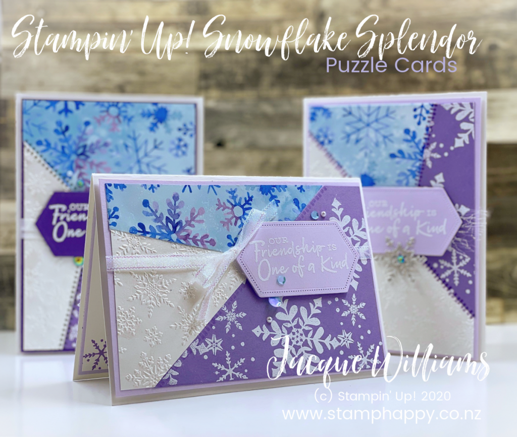 stampin up new zealand stamphappy stamp happy jacque jackie snowflake splendour splendor puzzle card idea video tutorial free using scraps printed paper