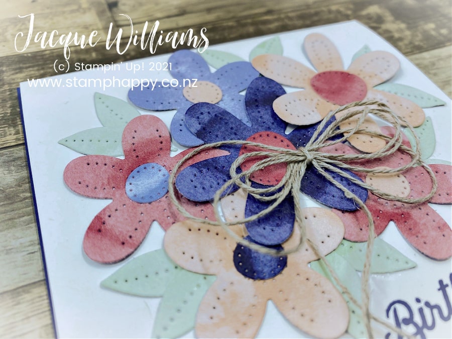 Make an easy bouquet of beautiful stitched flowers with the Pierced Blooms dies and the Paper Blooms watercolored papers!  stamp classes New Zealand