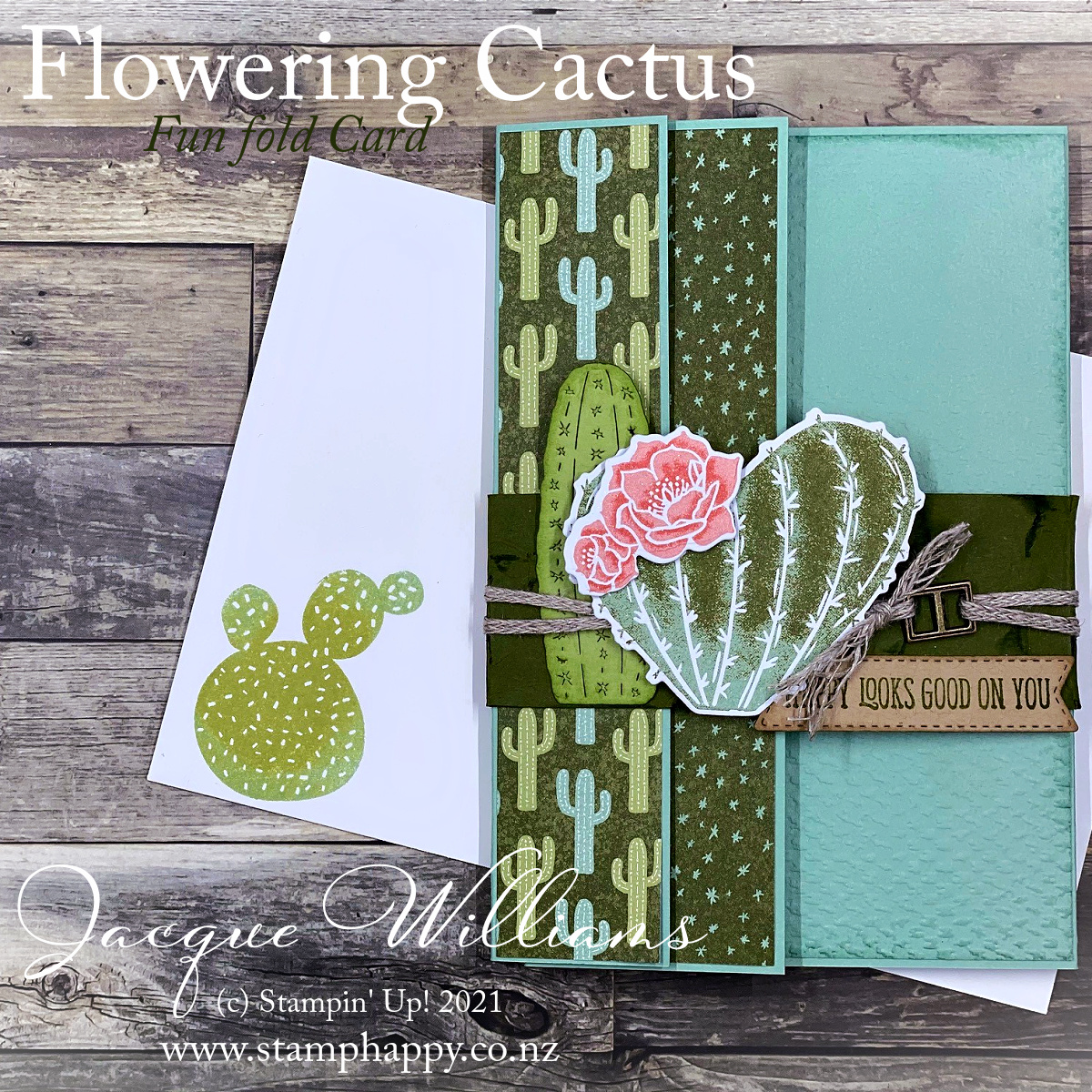 Easy Fun Fold Card with Flowering Cactus - Stamp Happy, Jacque