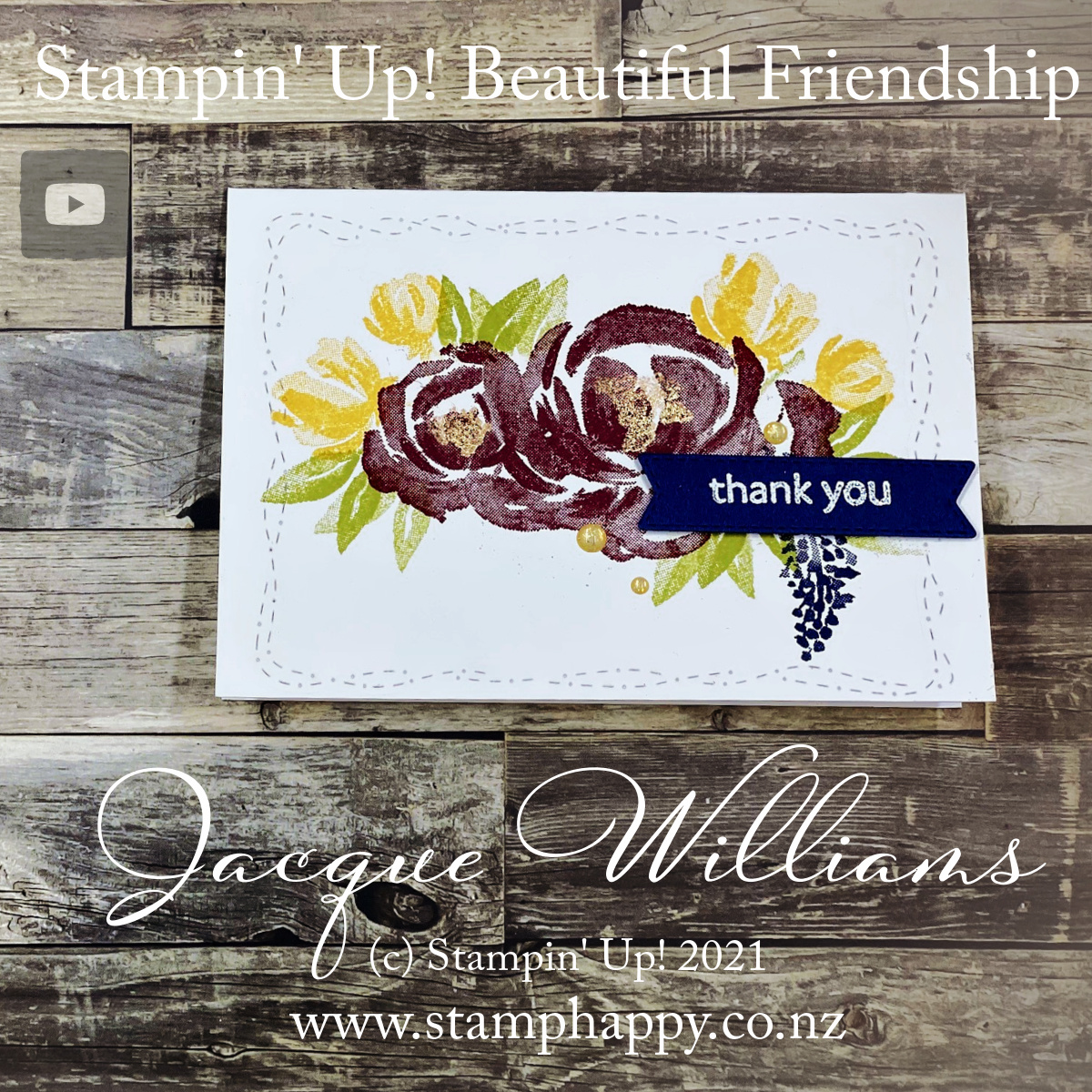 Stitched with Whimsy for a Quick Thank You Card - Stamp Happy, Jacque ...