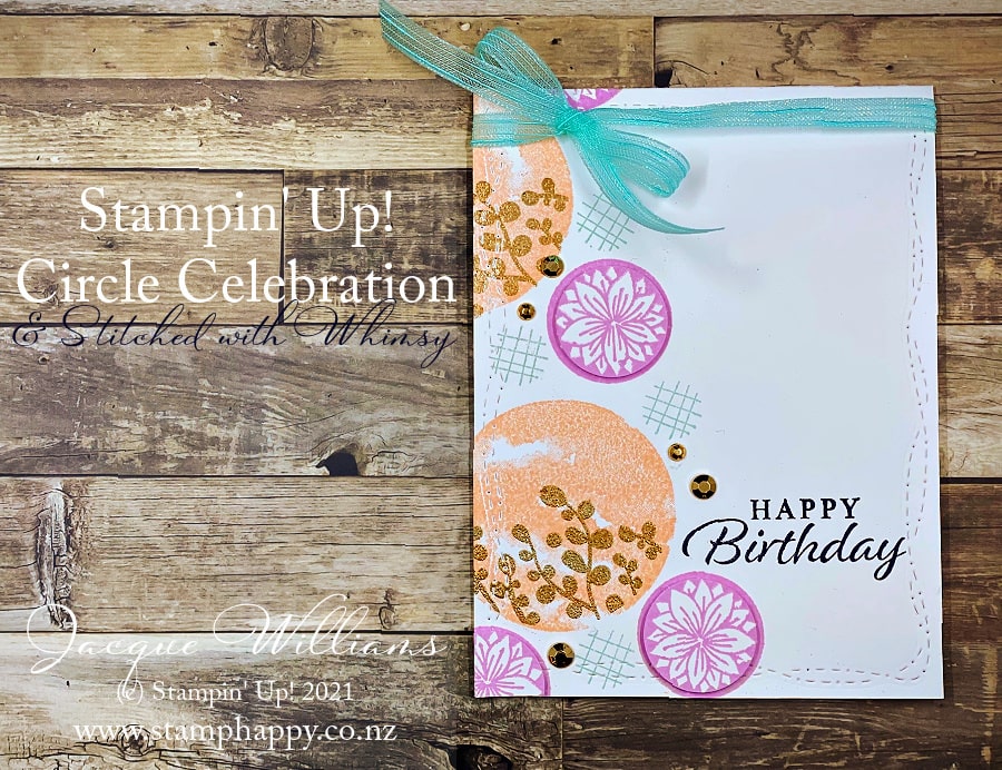 Create a fun, bubbly, party card with the Circle Celebration stamp set and a fresh new color combination!  