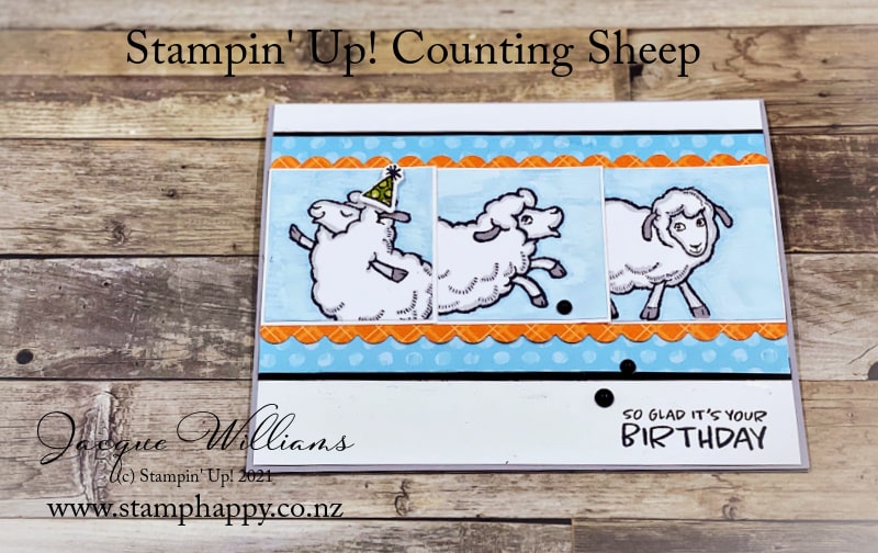 Make a masculine teenage birthday card with the counting sheep stamp set.  Card classes in New Zealand