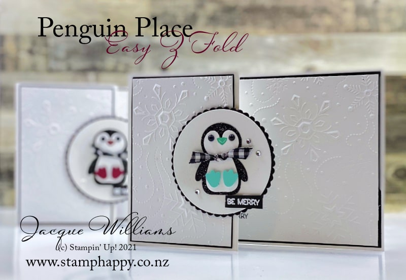 Make a cute Z fold Penguin Place card with the Penguin Punch.  Video Tutorial with Jacque Williams