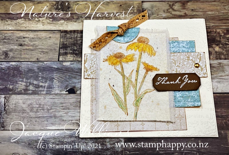 How to stamp with Nature's Harvest on Linen Paper and How to Use Watercolor Pencils!  Stampin' Up! Cardmaking with Jacque Williams.  Video Tutorials