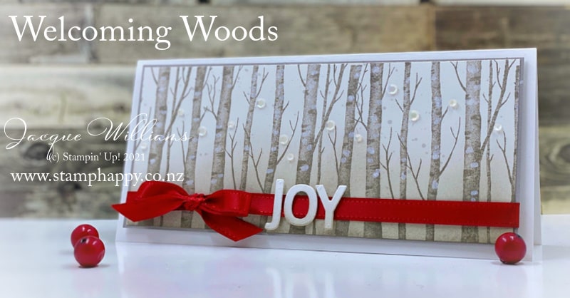 The Welcoming Woods Distinktive set is also perfect for a sophisticated, monochromatic Christmas Card!  Done in slimline style in Gray Granite.  