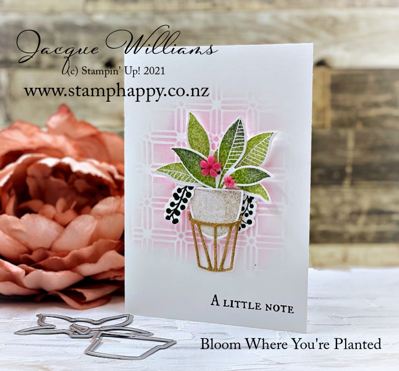Four ways to use the Bloom Where You're Planted collection of products!   Between the dies, stamps, and printed papers, you can create plants and potted plants to suit you - any color you wish!  Video tutorial included. 