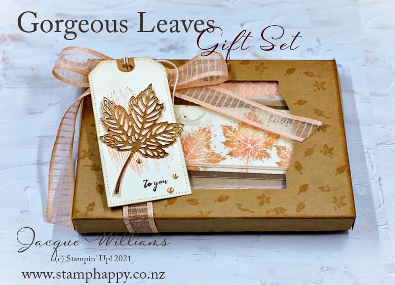 Make your own card gift set with the Gorgeous Leaves Bundle and the Kraft Gift Boxes!  Free video tutorial
