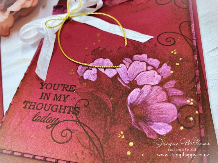 Try the Calming Camellia stamp set with three variations of the same project - from simple to advanced!   Using only Merry Merlot cardstock.   with Jacque Williams 