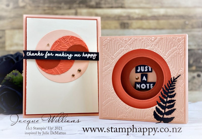 Quick and Easy Tunnel Card!  Plus a bonus card to make with the leftover circles!  with Jacque Williams, inspired by Julie DeMatteo
