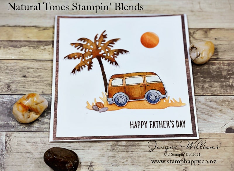 Use the Natural Tones Stampin Blends alcohol markers to create a vintage sepia scene, perfect for a masculine project   Jacque Williams