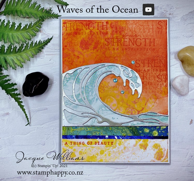 Make a wonderful masculine card with the Waves of the Ocean collection and the gorgeous oil-poured prints