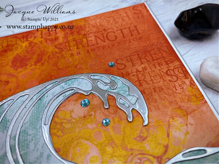 Make a wonderful masculine card with the Waves of the Ocean collection and the gorgeous oil-poured prints