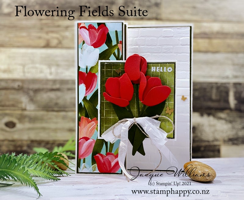 Create and easy and gorgeous fun fold card with just a few score lines!  Featuring the Flowering Tulips with Jacque Williams 