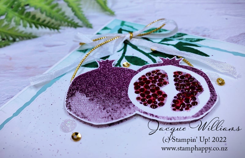 For those of you who like to have some non-floral cards in your stash, the Perfect Pomegranate set features both floral and some fruit images. 