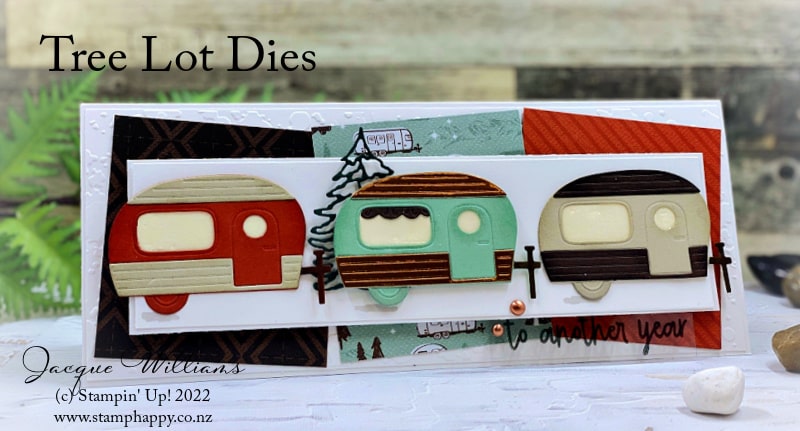Adorable campervans in the Tree Lot Dies makes for a great slimline card in three variations! 