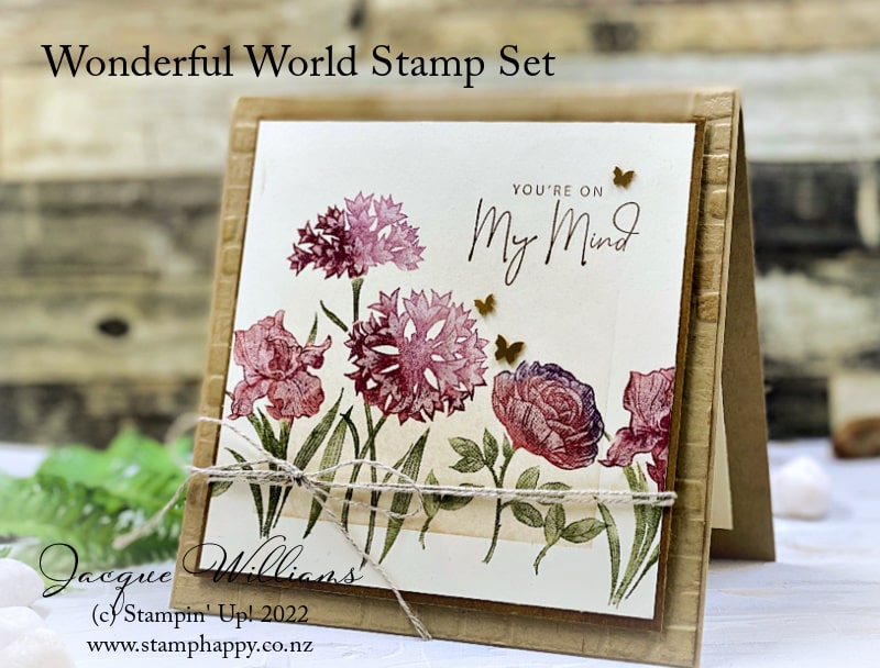Use the masking paper to create a quick, great background that makes all the difference when simple stamping.  Wonderful World
