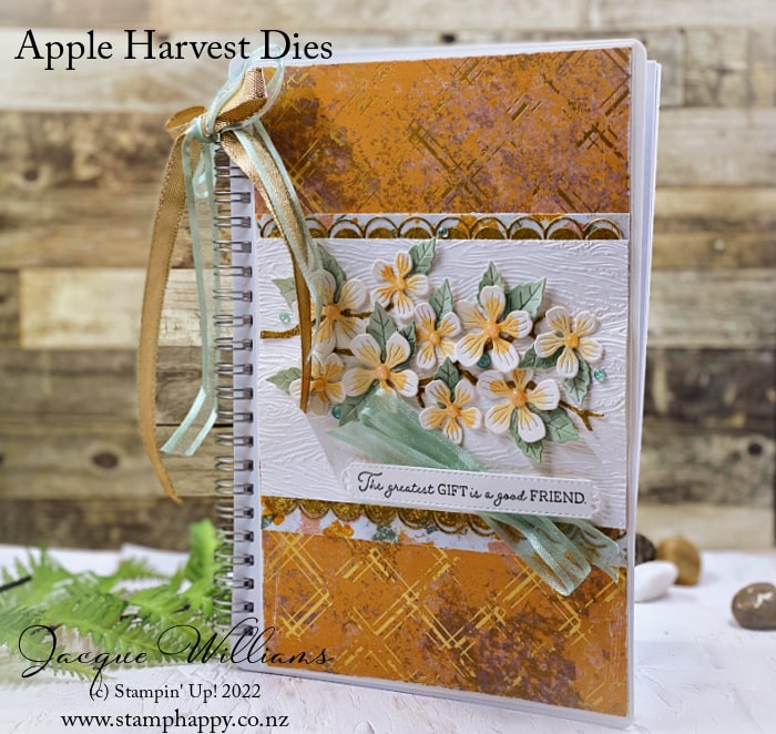 off the page, altered notebook for an easy, inexpensive, personalized gift idea. Featuring the Apple Harvest dies. 