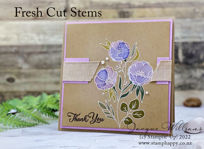 Today's share is one of the beautiful projects we made at the Techniques & Tea: Watercolouring Class.  This one features the Whitewash technique using the Fresh Cut Flowers stamp set.  