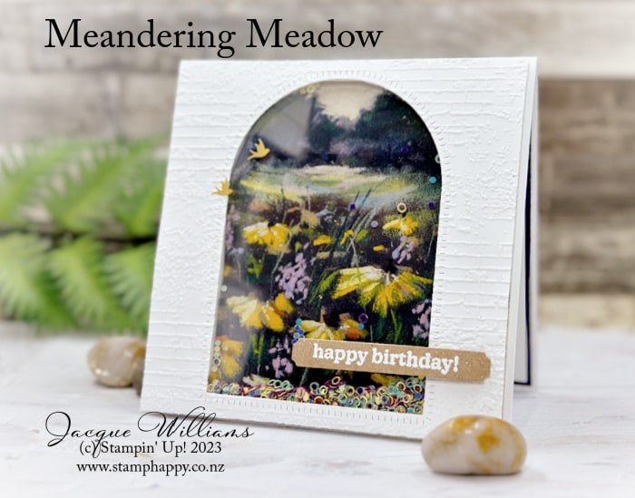 How to Make a Shaker Card with the Gorgeous, New Meandering Meadow Papers
