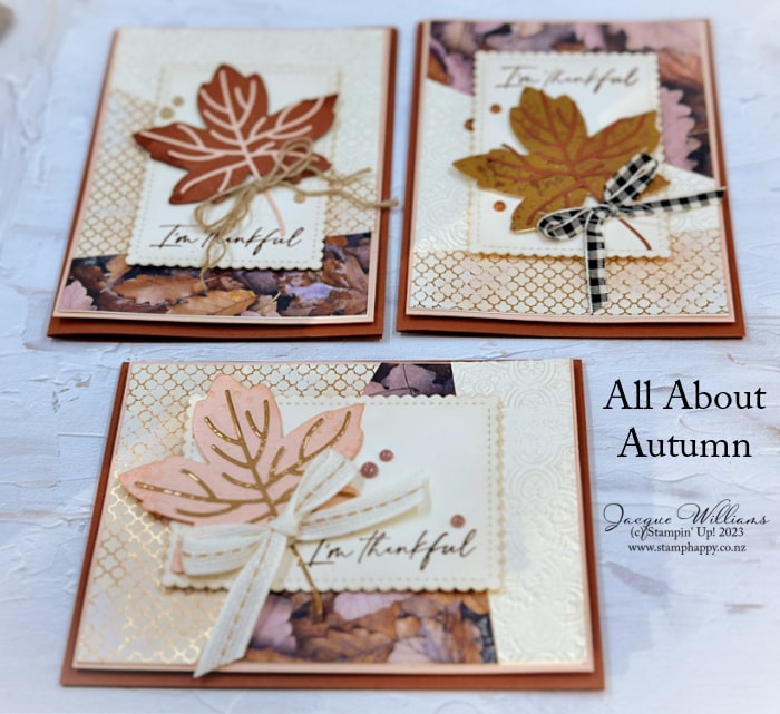 Use the Stack, Cut, and Shuffle technique to make a set of cards in no time with the All About Autumn Suite! with Jacque Williams