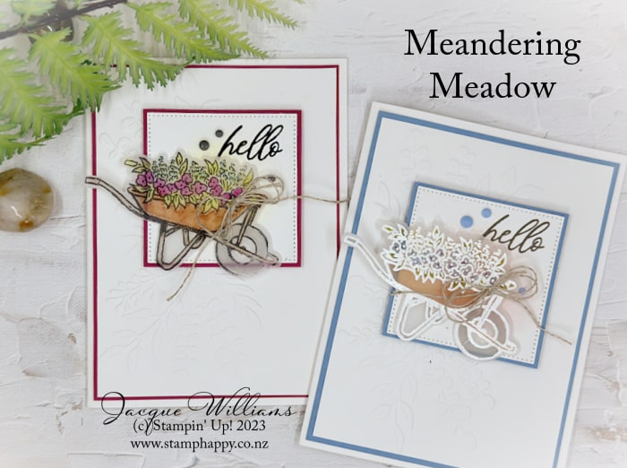 Showcasing one way to stamp and color on vellum for a soft, muted effect.  I'll be using the Garden Meadow bundle for this clean and simple card. 