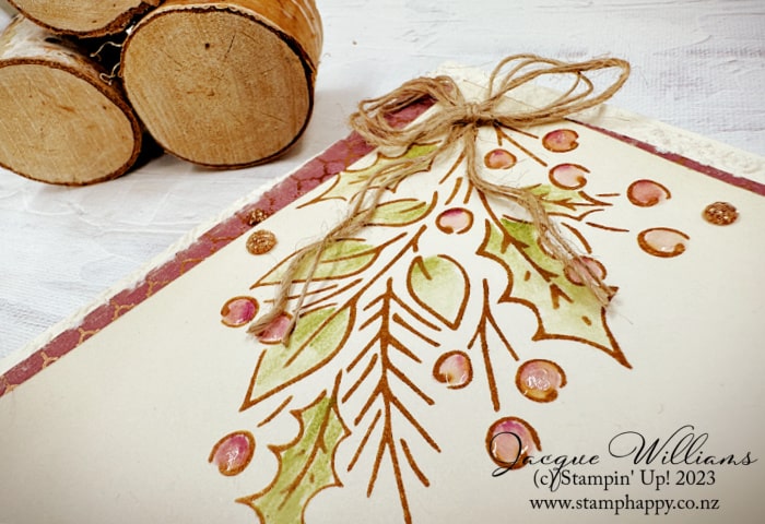 Quick Christmas card idea with the Joy of Noel stamp set and copper! clean vintage style with Jacque