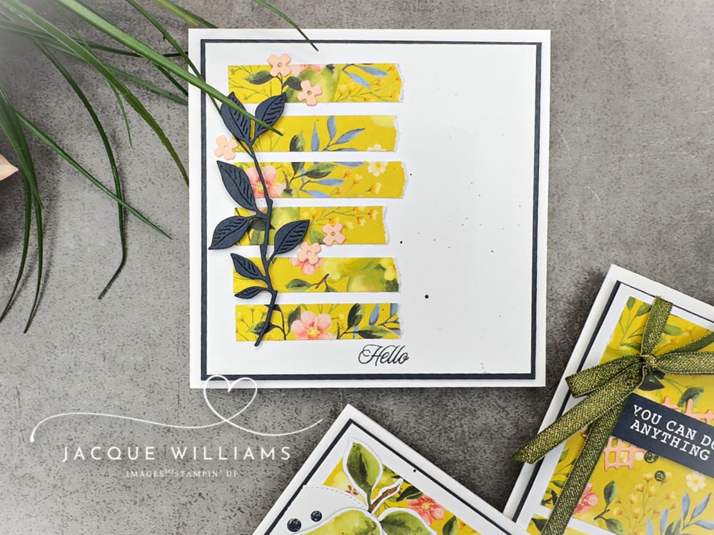 One Sheet Wonder: Rectangles!  FREE PDF Template for you with Jacque Williams | StampHappy New Zealand .  Stampin' Up! Painterly Pears DSP