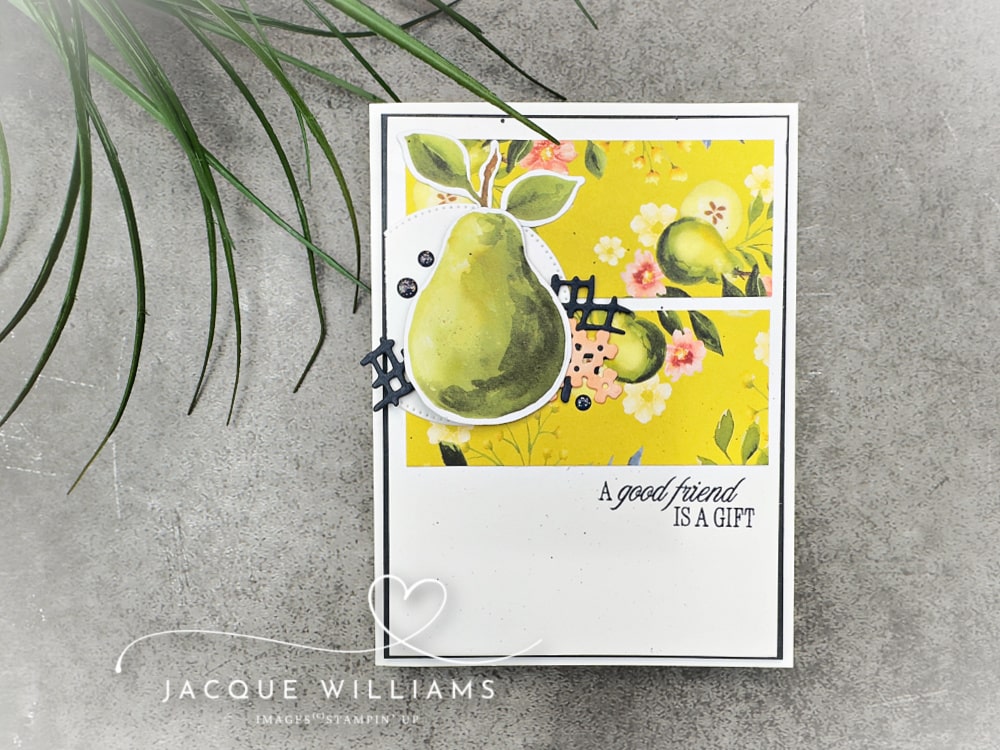 One Sheet Wonder: Rectangles!  FREE PDF Template for you with Jacque Williams | StampHappy New Zealand .  Stampin' Up! Painterly Pears DSP
