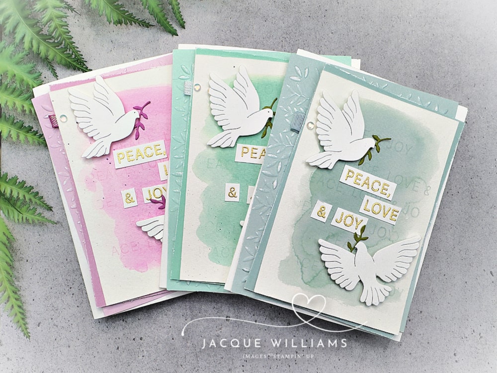 Layered Watercolor Background with Peaceful Garden Christmas Card
