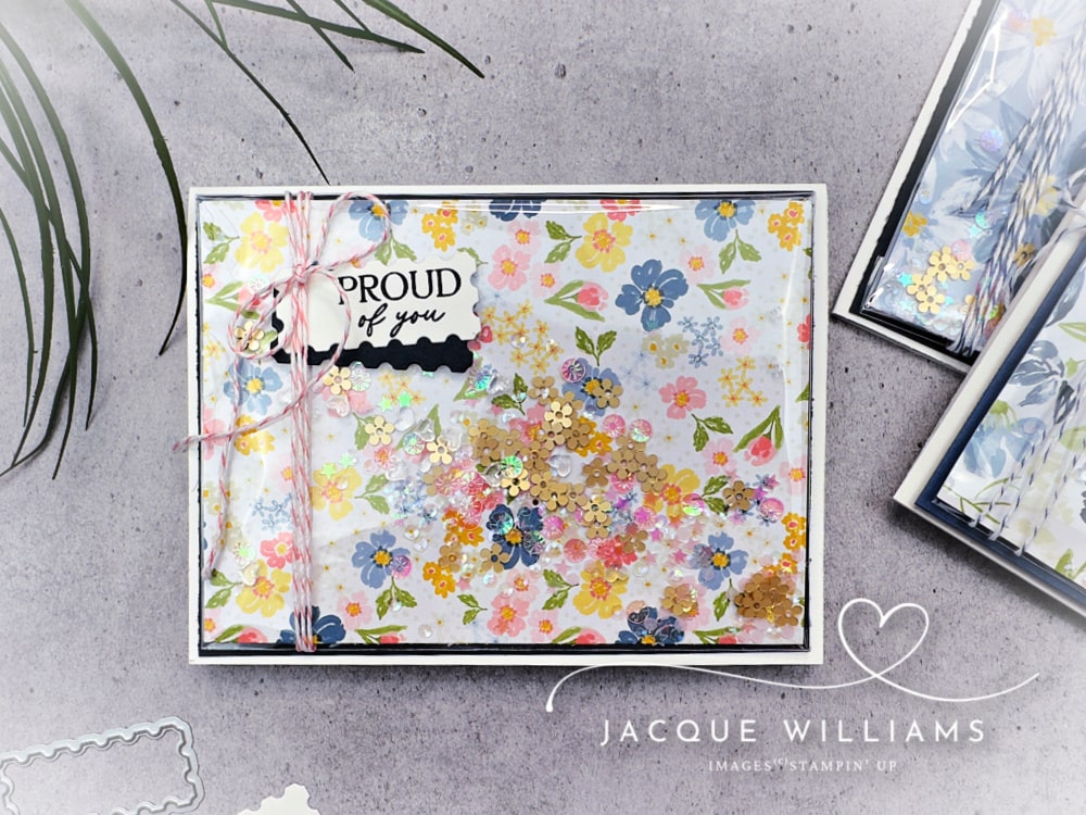 Create a super quick, easy, and mess free shaker card in no time with this fun hack!  with Jacque Williams in New Zealand aka StampHappy