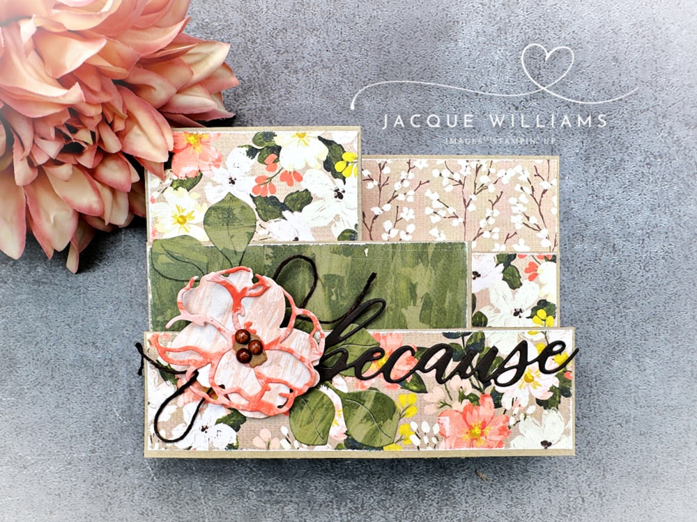 Fun Fold card idea featuring Brushed with Beauty — Double Z Fold layout with bright florals and free printable PDF measurements.  Stampin' UP! classes in Hamilton,Tauranga, Nelson, Auckland, and Whangarei