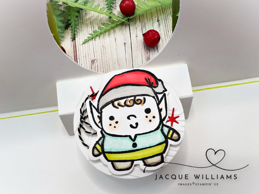 Fresh Christmas card is bright colors with the Stampin' Up! Festive Friends in a fun fold style.  With Jacque Williams in New Zealand