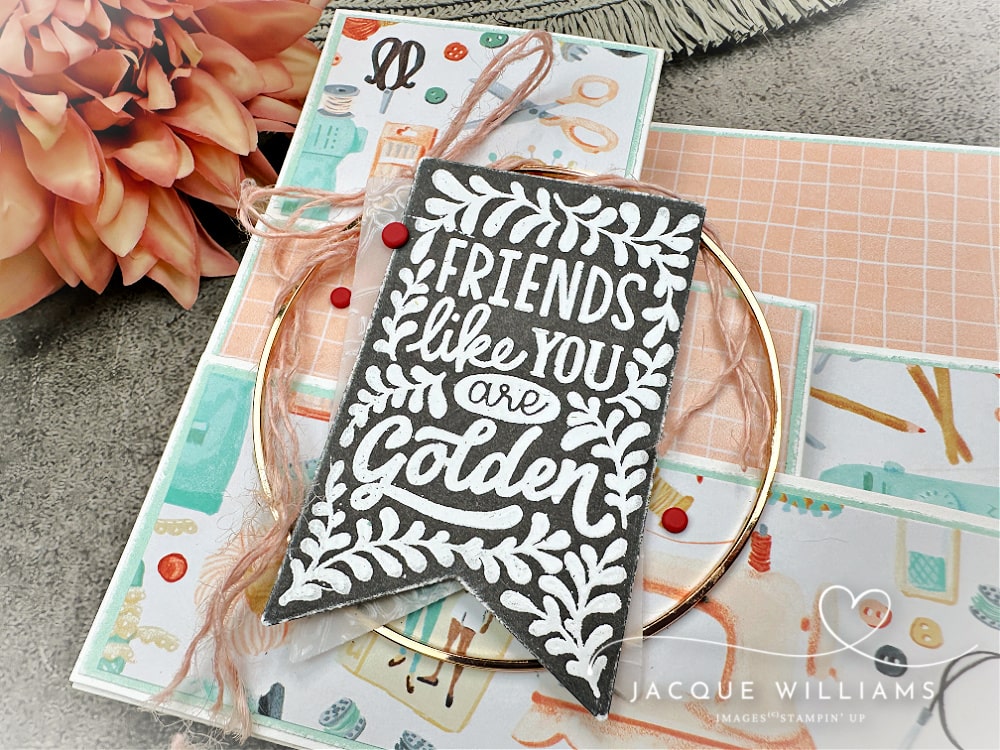 Handmade Double Z fun fold card created with Hobby Haven designer papers, featuring layers and panels from the free Double Z fold PDF tutorial by StampHappy.