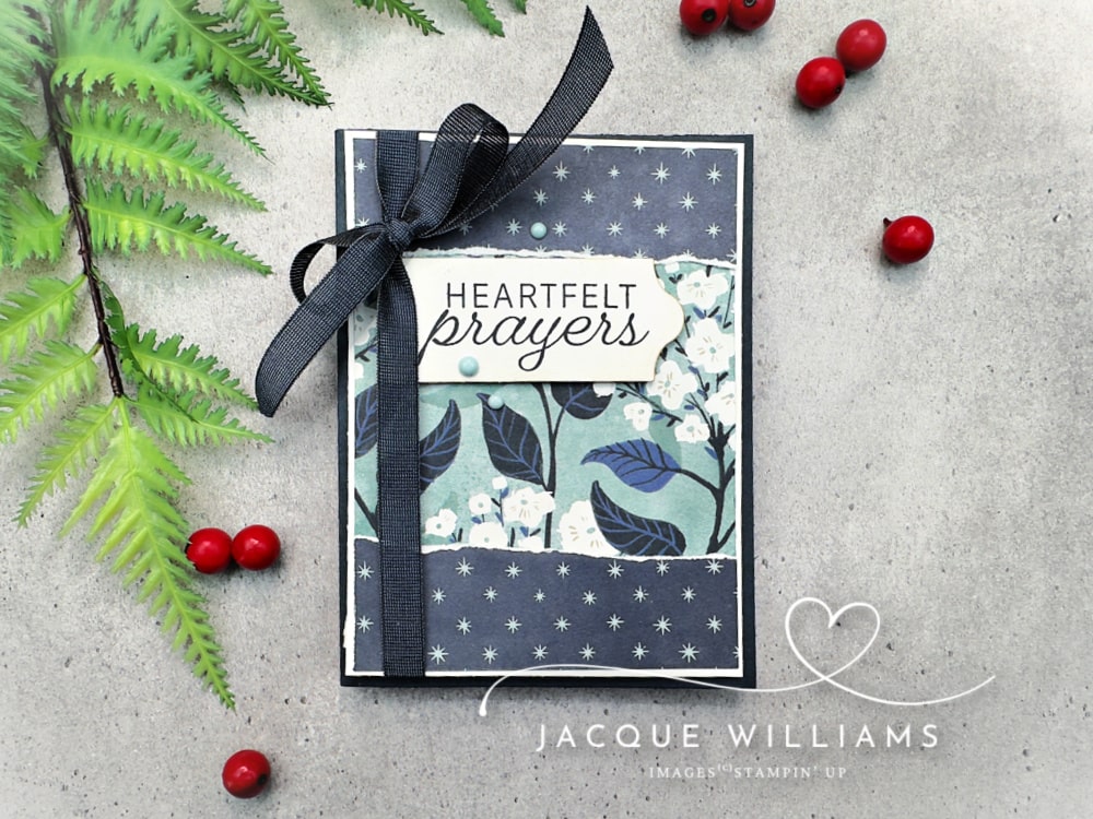 Use the Rip and Flip technique to showcase your pretty papers (I know you have some!).  Easy way to make a stash of cards in a hurry, too.  with Stampin' Up! Peaceful Garden papers and Jacque Williams | StampHappy in NZ