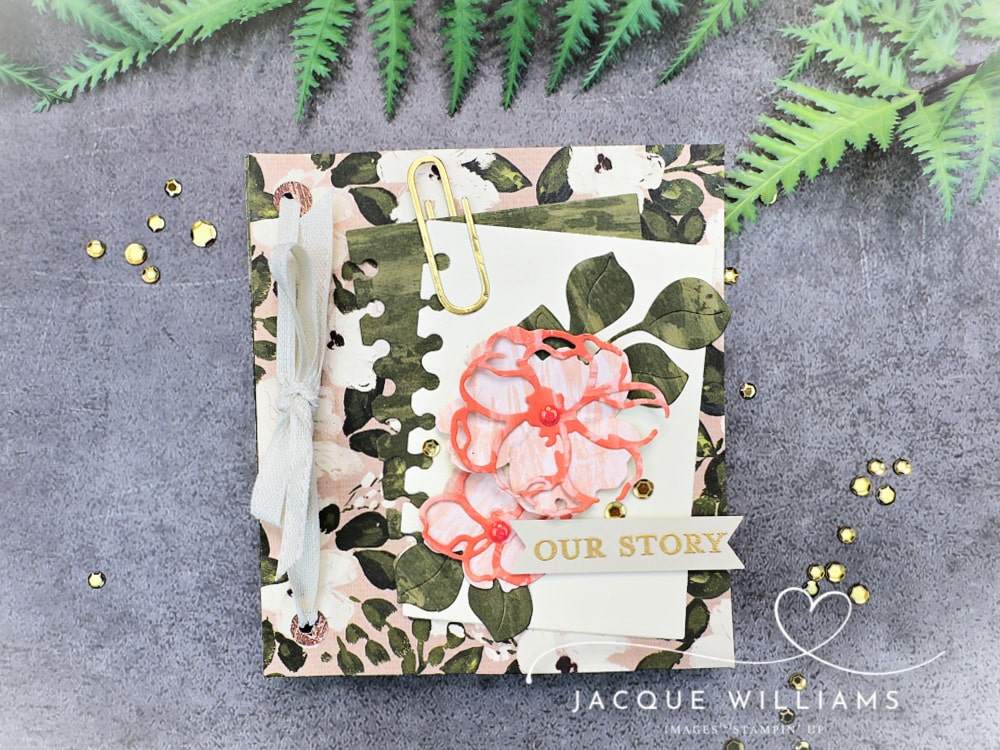 Today's share is a little mini album using the Flip Flap pages, and this is a fun idea for not only memory keeping, but for an extra special card with photos, memorabilia, and heartfelt messages using the Brushed with Beauty Suite.  with Jacque Williams | StampHappy in New Zealand