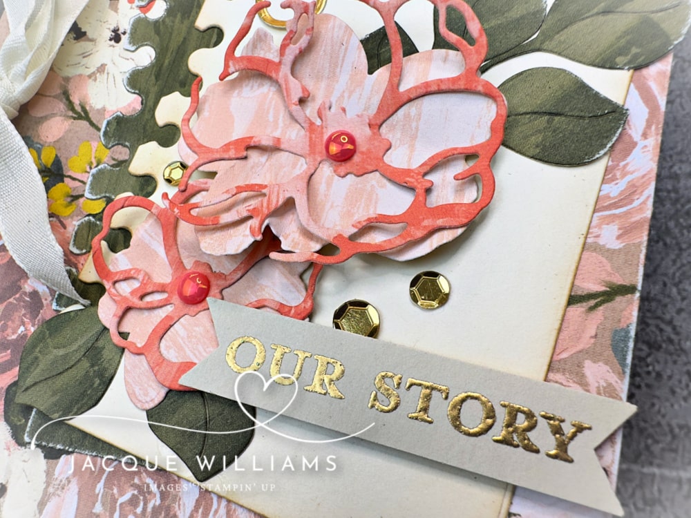 Today's share is a little mini album using the Flip Flap pages, and this is a fun idea for not only memory keeping, but for an extra special card with photos, memorabilia, and heartfelt messages using the Brushed with Beauty Suite.  with Jacque Williams | StampHappy in New Zealand