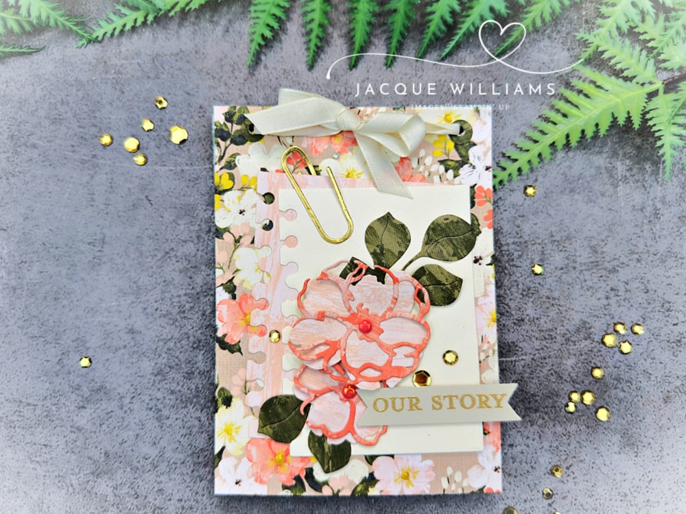 Today's share is a little mini album using the Flip Flap pages, and this is a fun idea for not only memory keeping, but for an extra special card with photos, memorabilia, and heartfelt messages using the Brushed with Beauty Suite.  with Jacque Williams | StampHappy in New Zealand