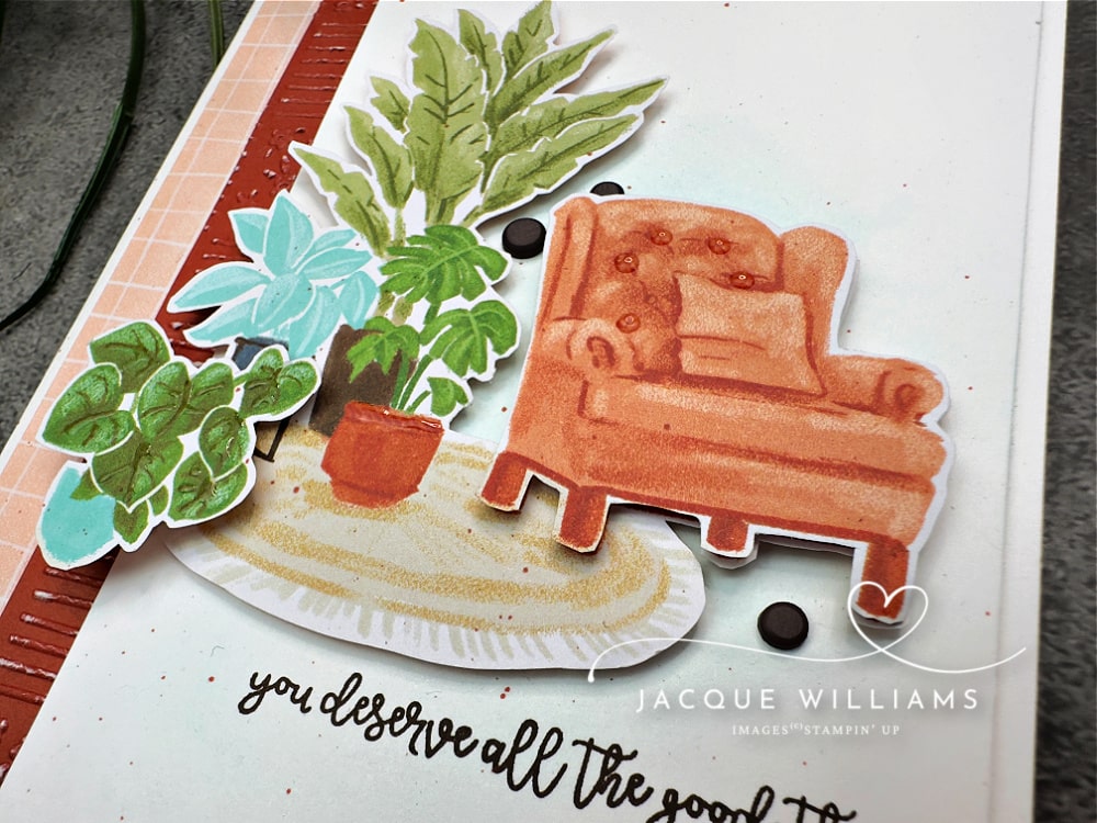 Quick card idea! Use the adorable Hobby Haven papers by Stampin' Up! for both accents AND the main images for a super quick project. Jacque Williams - StampHappy - New Zealand