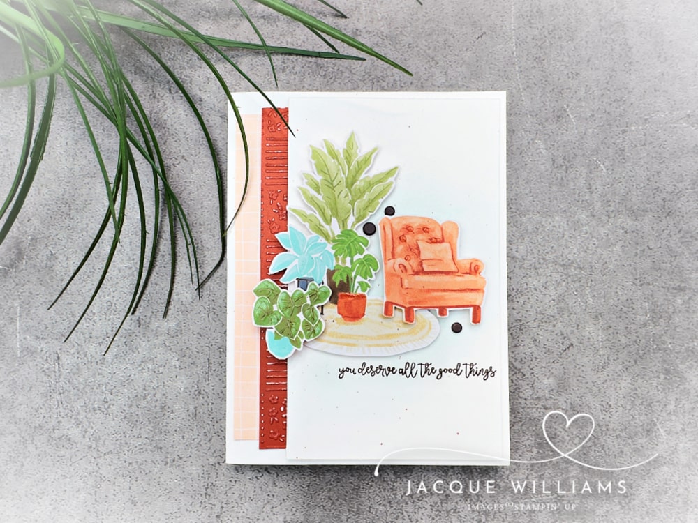 Quick card idea! Use the adorable Hobby Haven papers by Stampin' Up! for both accents AND the main images for a super quick project. Jacque Williams - StampHappy - New Zealand