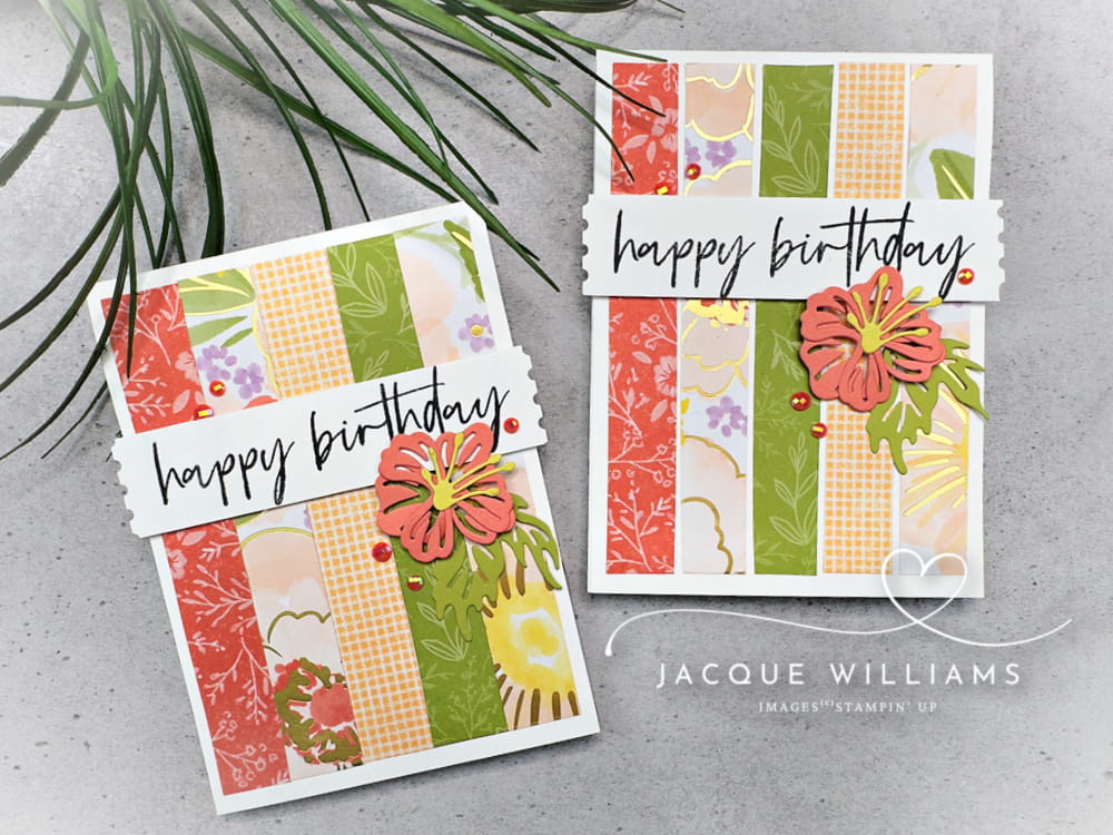 Use what you have and create this easy card using scraps of your favorite papers! with Stampin Up Lovely Blossoms.  Classes in New Zealand