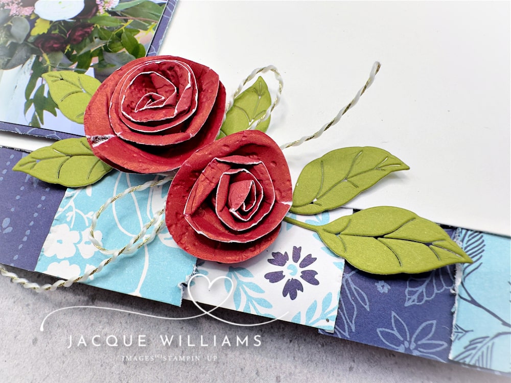 Use the True Blue Florals papers for a gorgeous blue background, accented by Cherry Cobbler flowers for a timeless scrapbooking layout. With Jacque Williams, Stampin' Up! Ind. Demonstrator in New Zealand